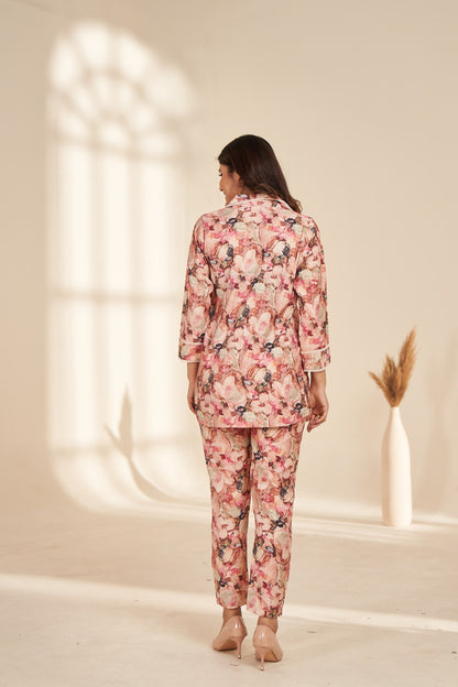 Pink Foil Printed Rayon Co Ord Set