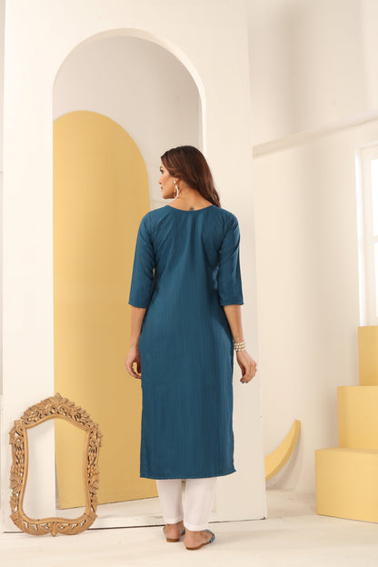 Morpich Floral Embroidered Art Silk Kurti With Pent