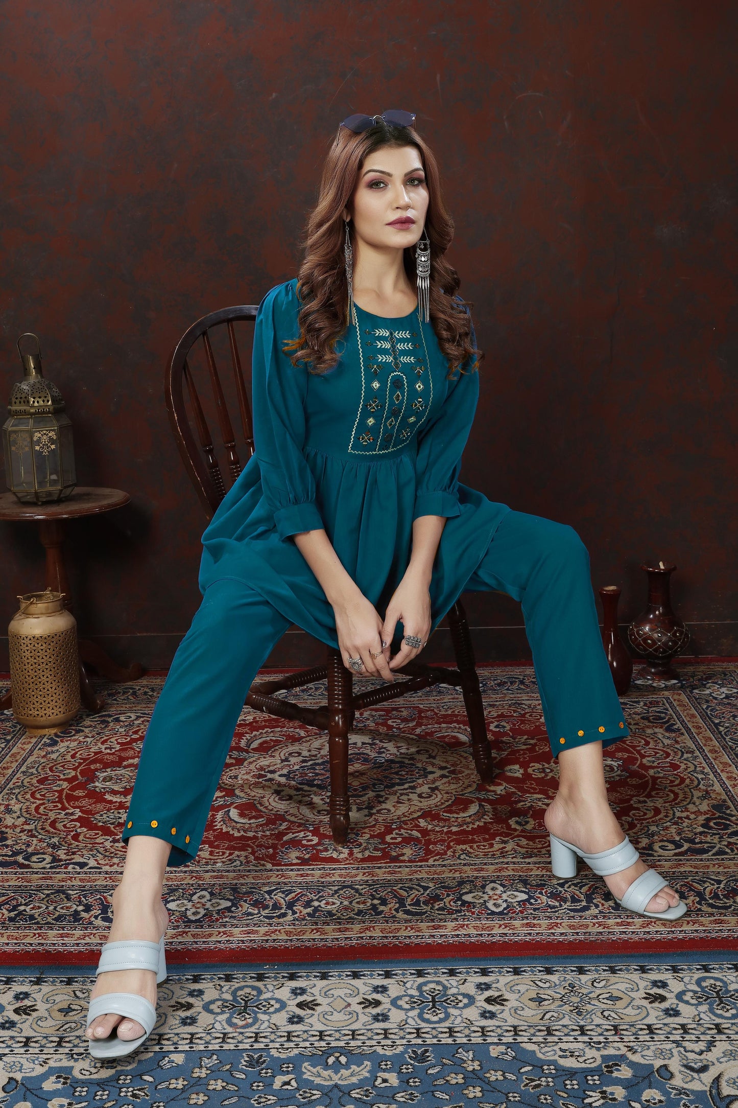 morpich embroidered cotton blend co ord set