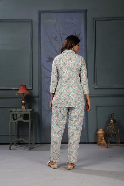 Grey Floral Digital Printed Rayon Co-Ord Set
