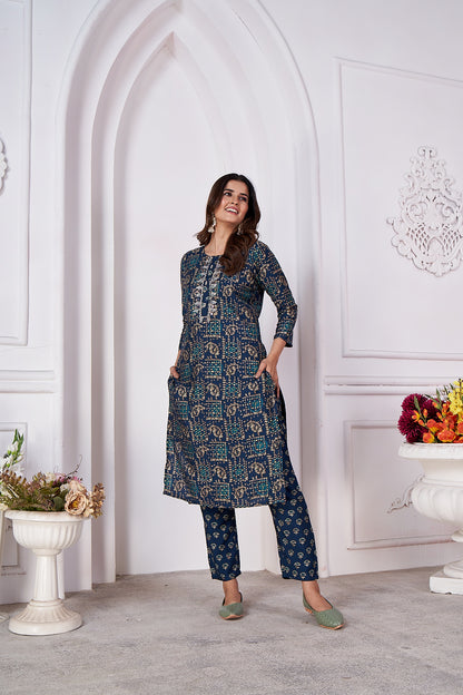 Morpich Foil Printed Viscose Straight Kurti Sets