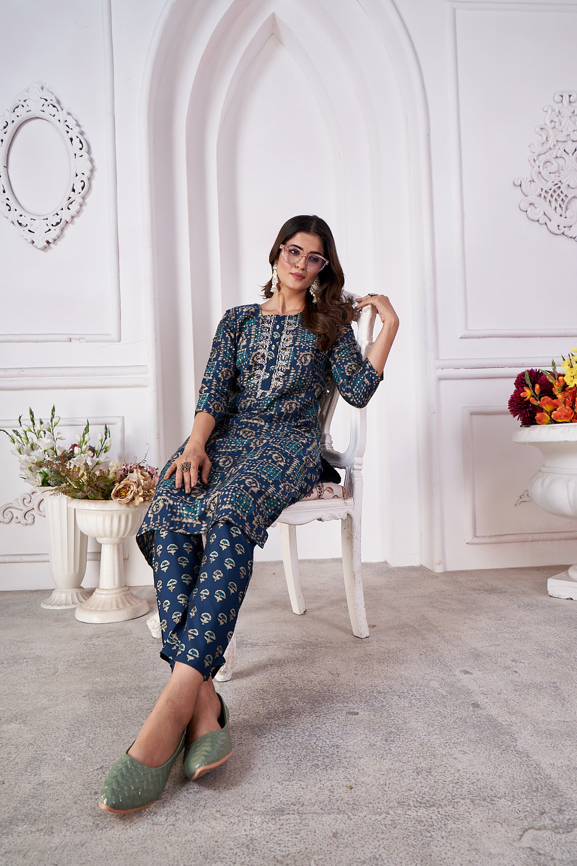 morpich foil printed viscose straight kurti sets