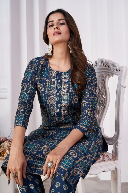 Morpich Foil Printed Viscose Straight Kurti Sets