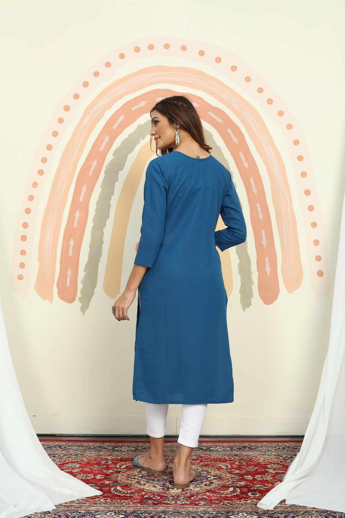 morpich mirror embroidered cotton kurti with pent