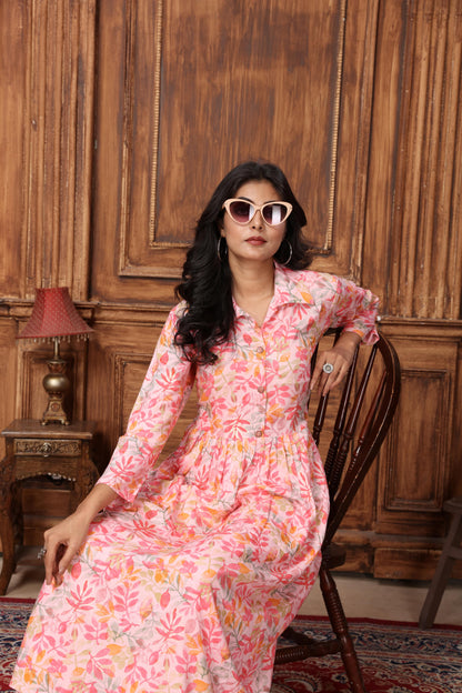 Peach Floral Printed Rayon Co-Ord Set